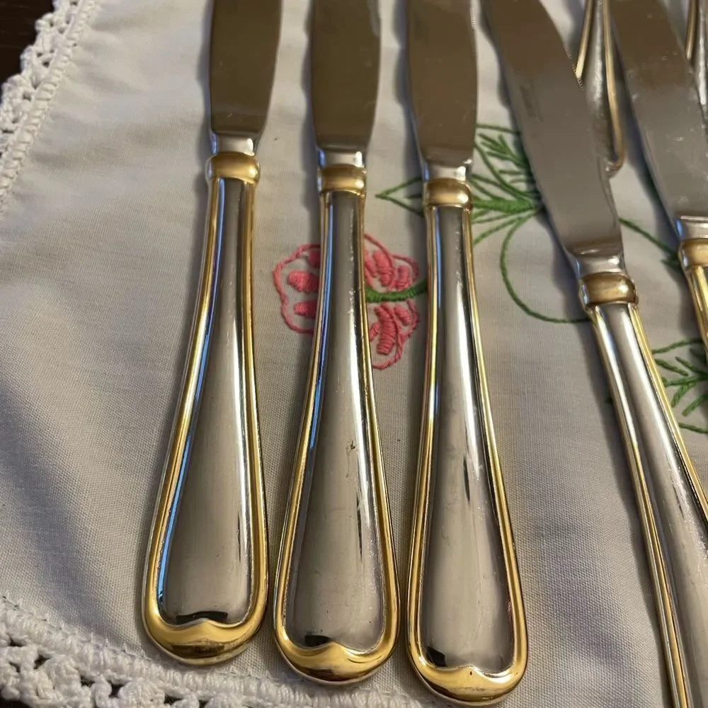 Cambridge 18/10 ALLURE Gold Edged Flatware Set Multiple Pieces & Serving Set